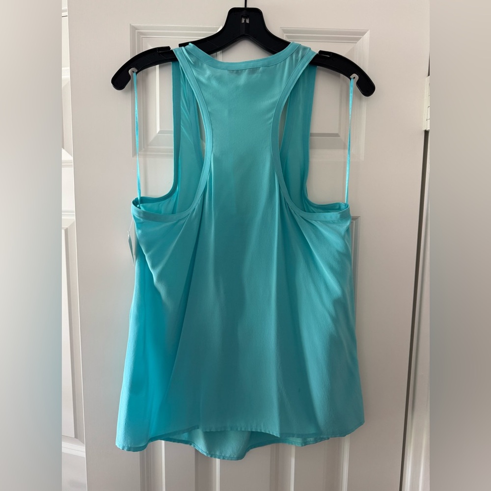 Trina Turk Racerback Silk Turquoise Tank - Picture 2 of 4